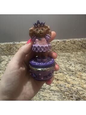 Claire's 1999 Purple Ballerina Bear Trinket Box